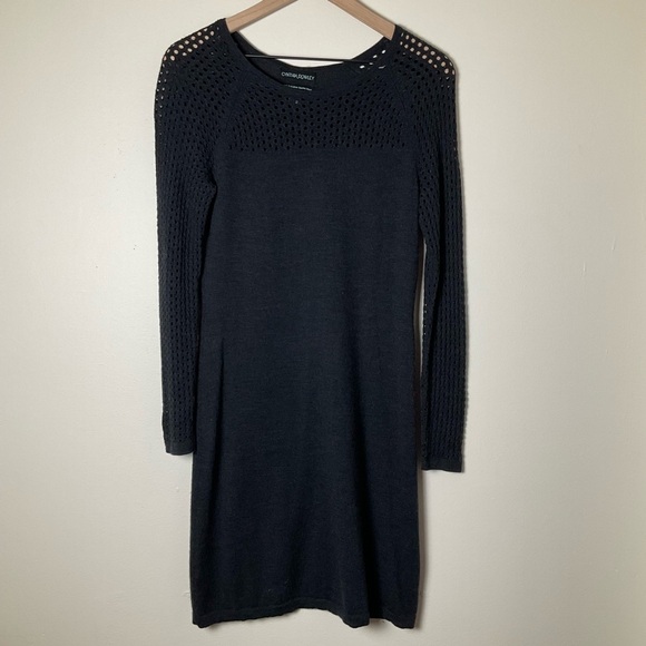 Cynthia Rowley Sweater Dress | 100% Merino Wool | Knot | Gray | Small - Picture 2 of 9